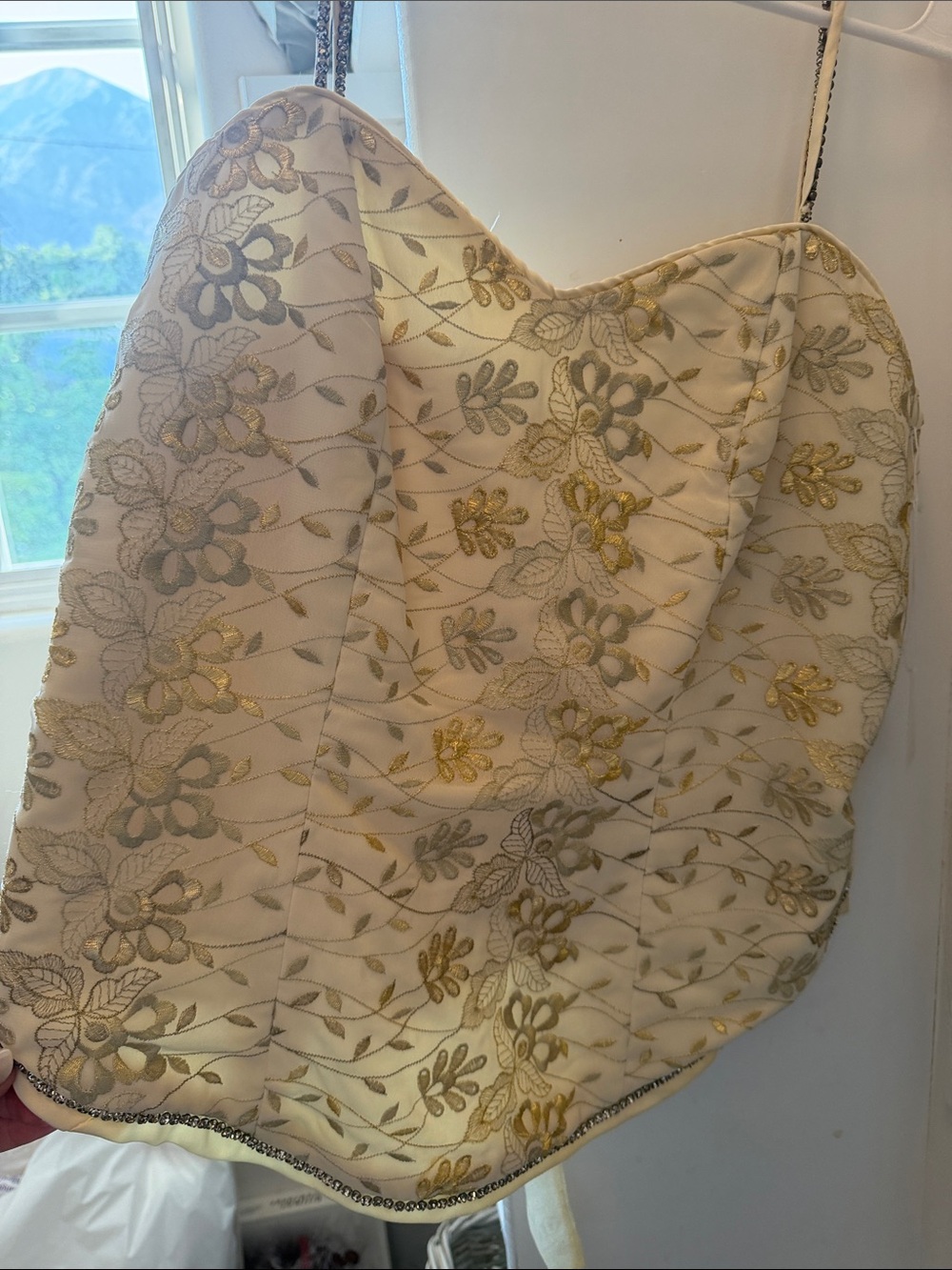 Ivory Floral Embroidered Bustier Top